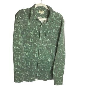 Summer Camp Mens Green Forest Toile Print Long Sleeve Button-up Shirt Large